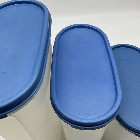 Tupperware Vintage Modular Mate Lot of 4 Containers with Blue Lids Collectible - Picture 10 of 14